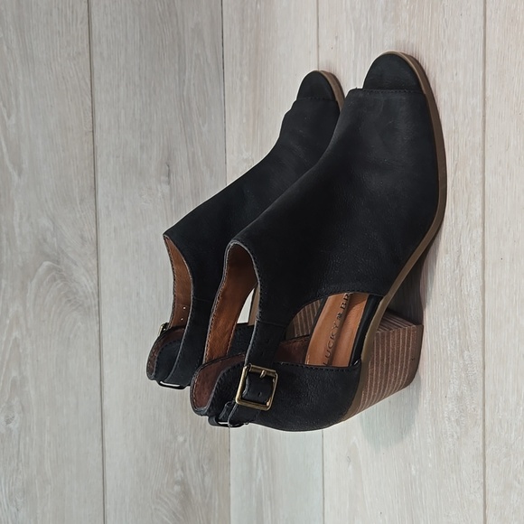 Lucky Brand Women Barimo  Ankle Leather Barimo Boots open toe sz 7M - Picture 3 of 8